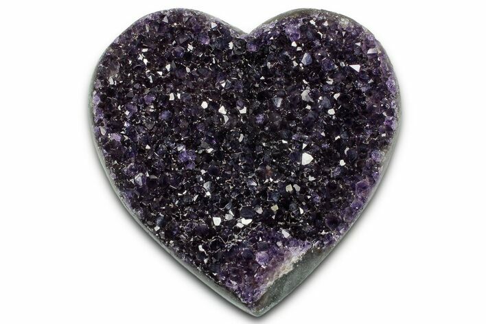 Dark Purple Amethyst Heart with Calcite - Uruguay #343706